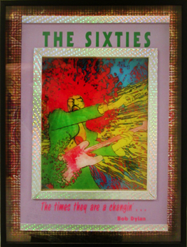 “Sixties” exhibit assemblage, UT Austin, 1998. I also co-curated the exhibit with John Wheat, Center for American History.